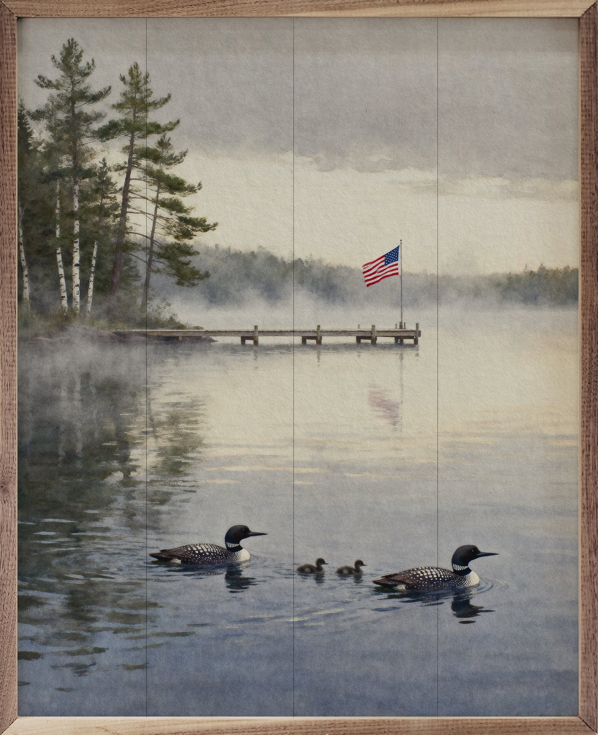 Northern Lake Loon Family Printed and Framed Wall Sign