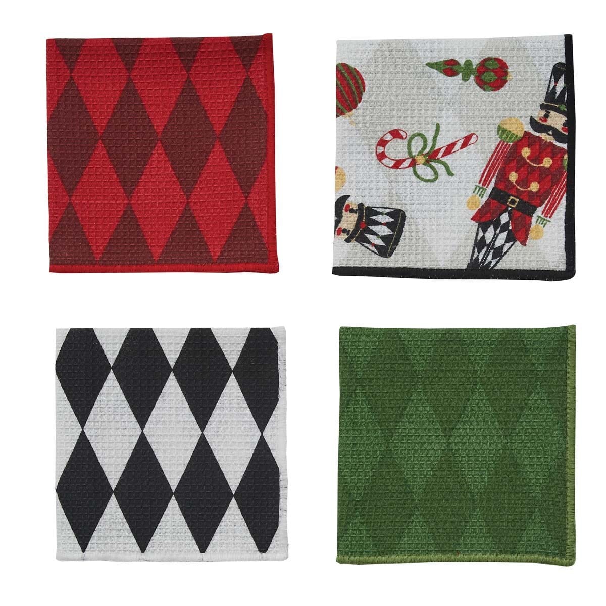 Nutcracker Waffle Weave Dishcloth Set of 4 - Assorted