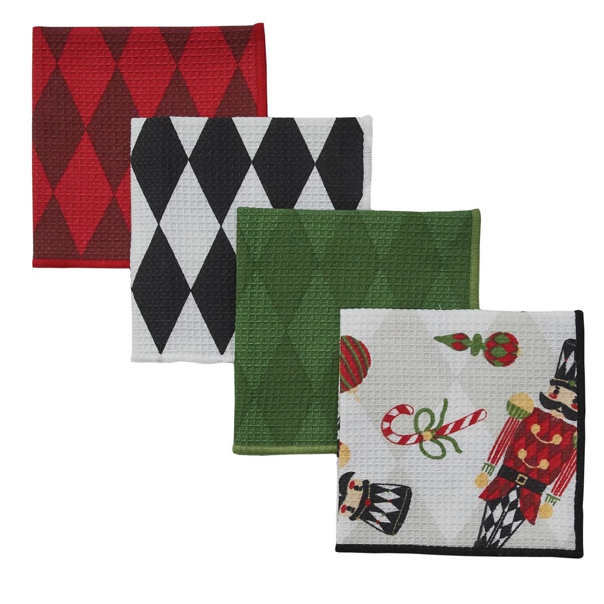 Nutcracker Waffle Weave Dishcloth Set of 4 - Assorted