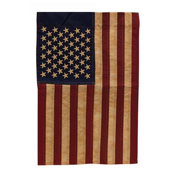 Nylon Embroidered Teastained American 50 Stars Garden Flag-CWI Gifts-The Village Merchant