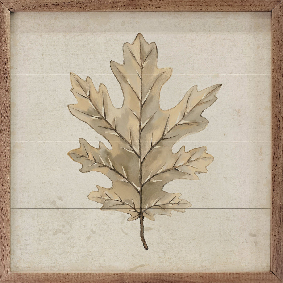 Kendrick Home Walnut Frames 4x4 Oak Leaf Printed and Framed Wall Sign