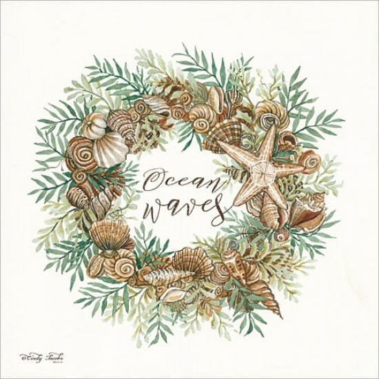 Penny Lane Publishing Ocean Waves Shell Wreath By Cindy Jacobs Art Print - 12 X 12