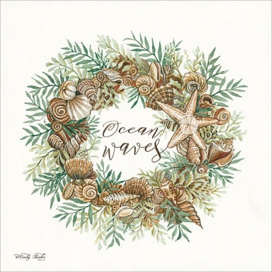 Ocean Waves Shell Wreath By Cindy Jacobs Art Print - 12 X 12-Penny Lane Publishing-The Village Merchant