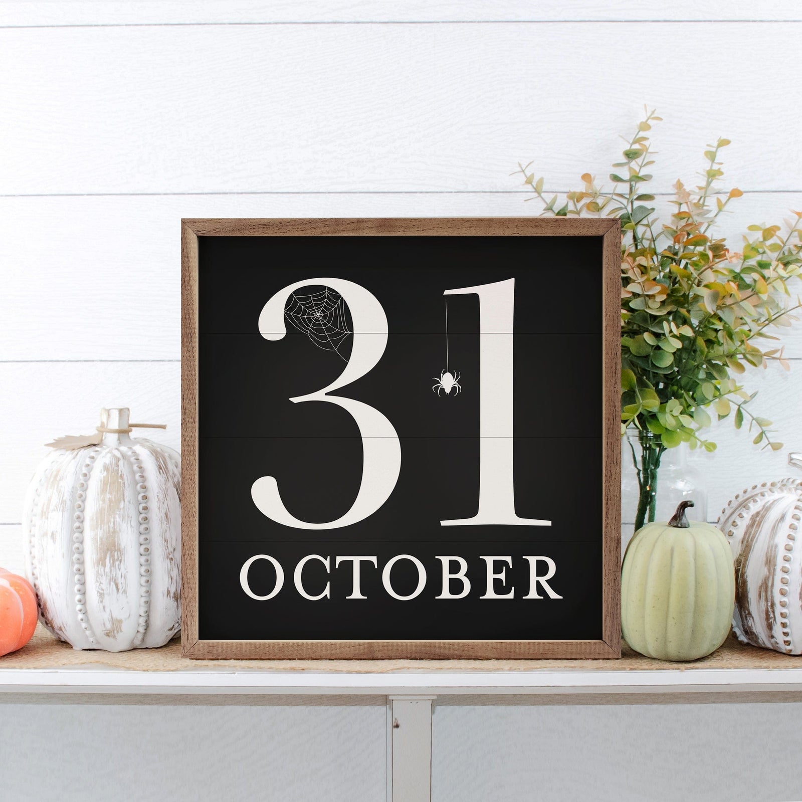 Kendrick Home Walnut Frames 4x4 October 31st Web Black Printed and Framed Wall Sign