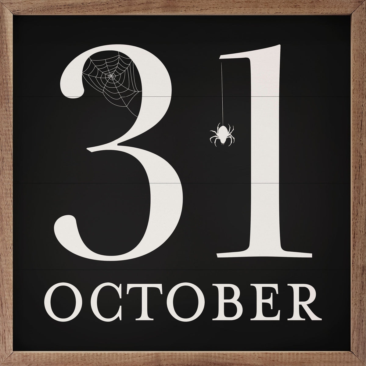 Kendrick Home Walnut Frames 4x4 October 31st Web Black Printed and Framed Wall Sign