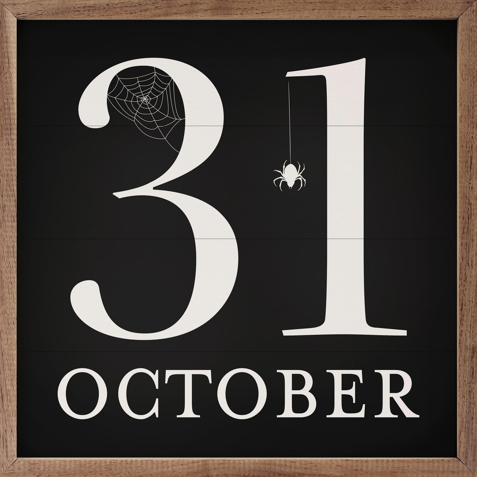 Kendrick Home Walnut Frames 4x4 October 31st Web Black Printed and Framed Wall Sign