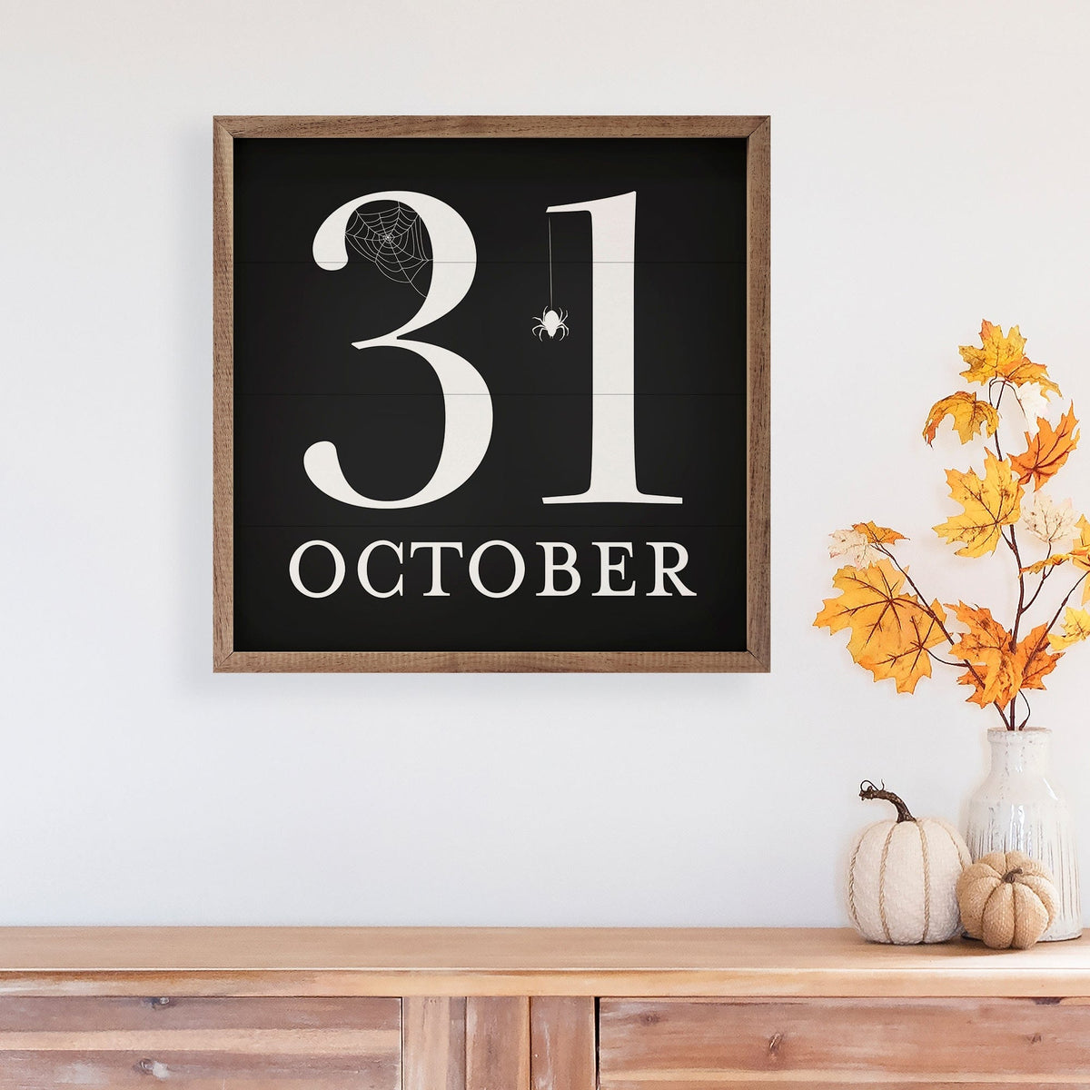 Kendrick Home Walnut Frames October 31st Web Black Printed and Framed Wall Sign