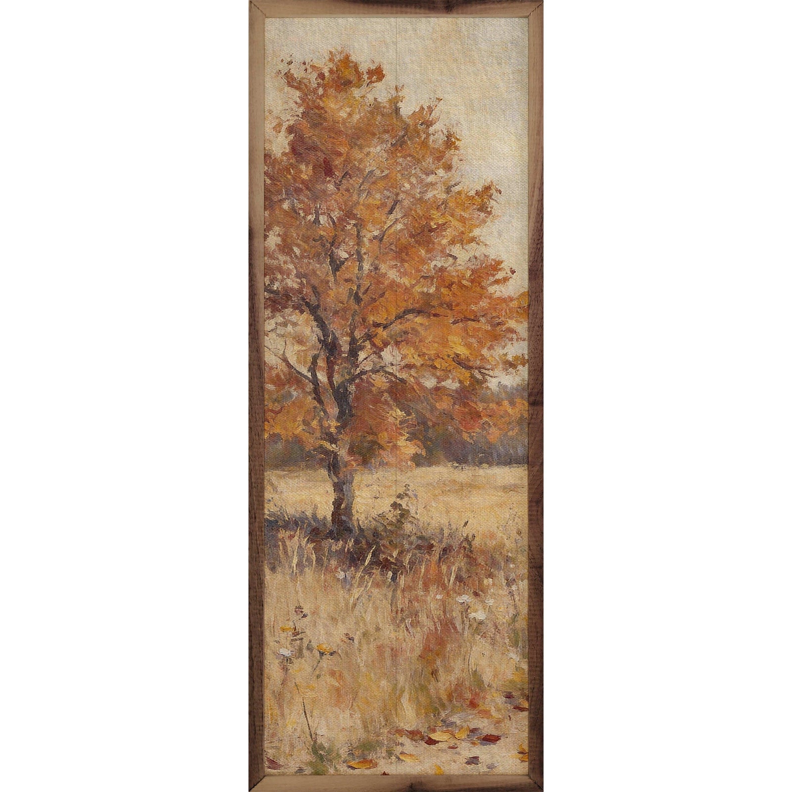 Kendrick Home Walnut Frames 4x12 October Field Tree Printed and Framed Wall Sign