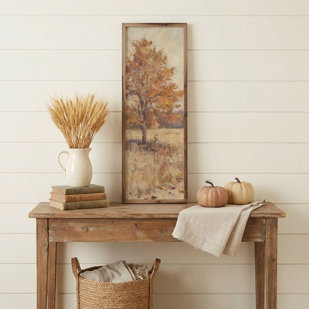 Kendrick Home Walnut Frames October Field Tree Printed and Framed Wall Sign