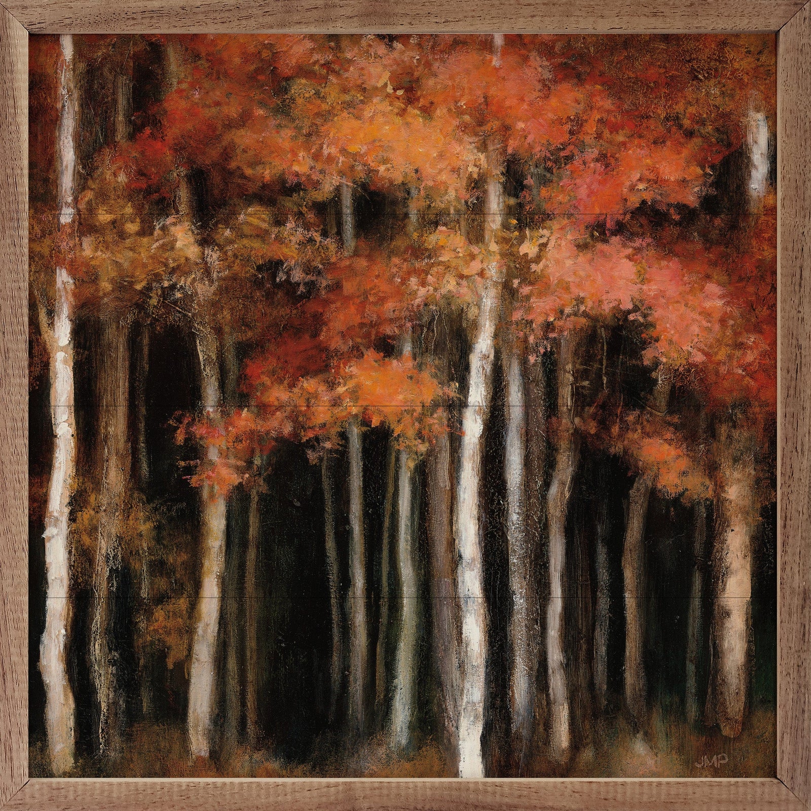 Kendrick Home Walnut Frames 4x4 October Woods By Julia Purinton Printed and Framed Wall Sign