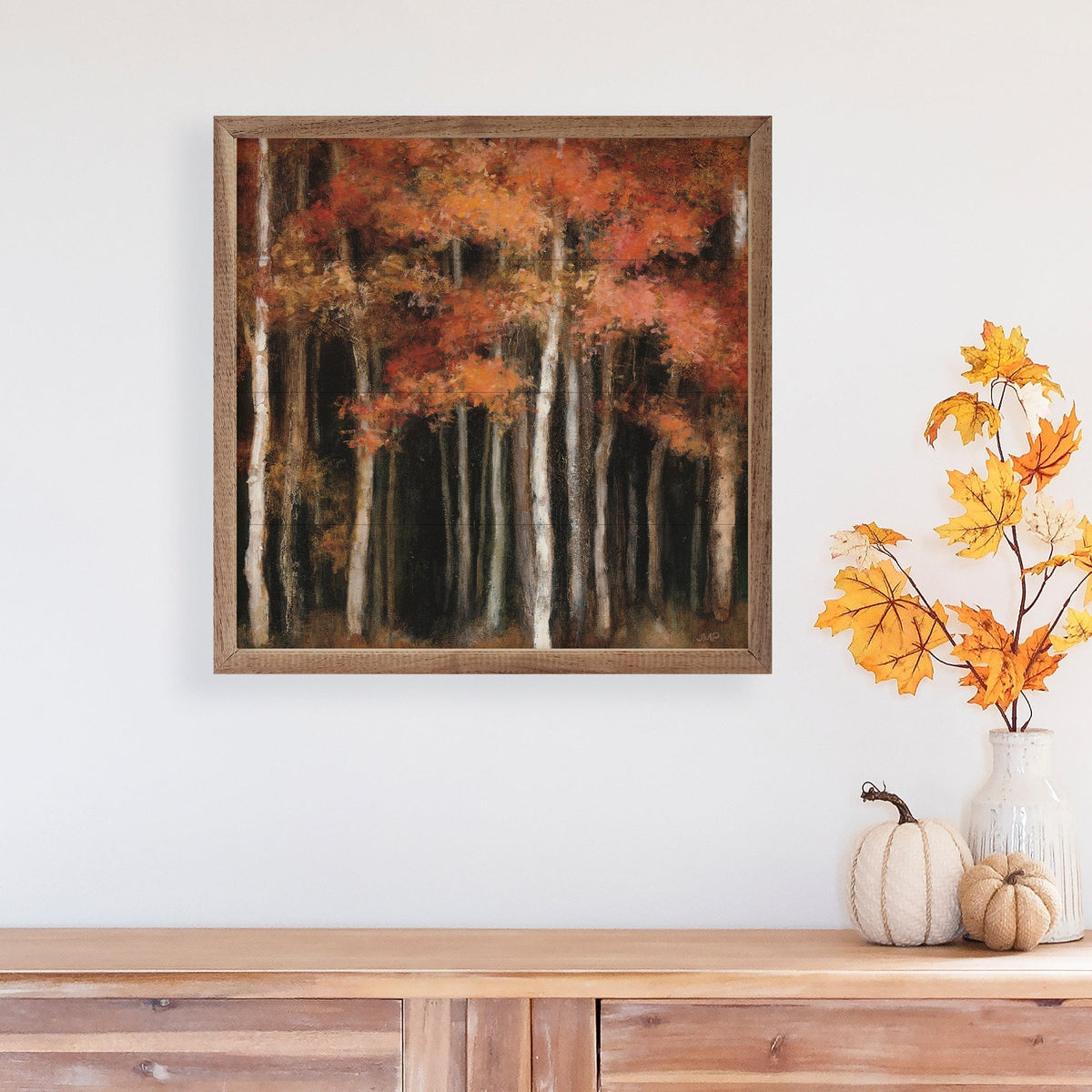 Kendrick Home Walnut Frames October Woods By Julia Purinton Printed and Framed Wall Sign