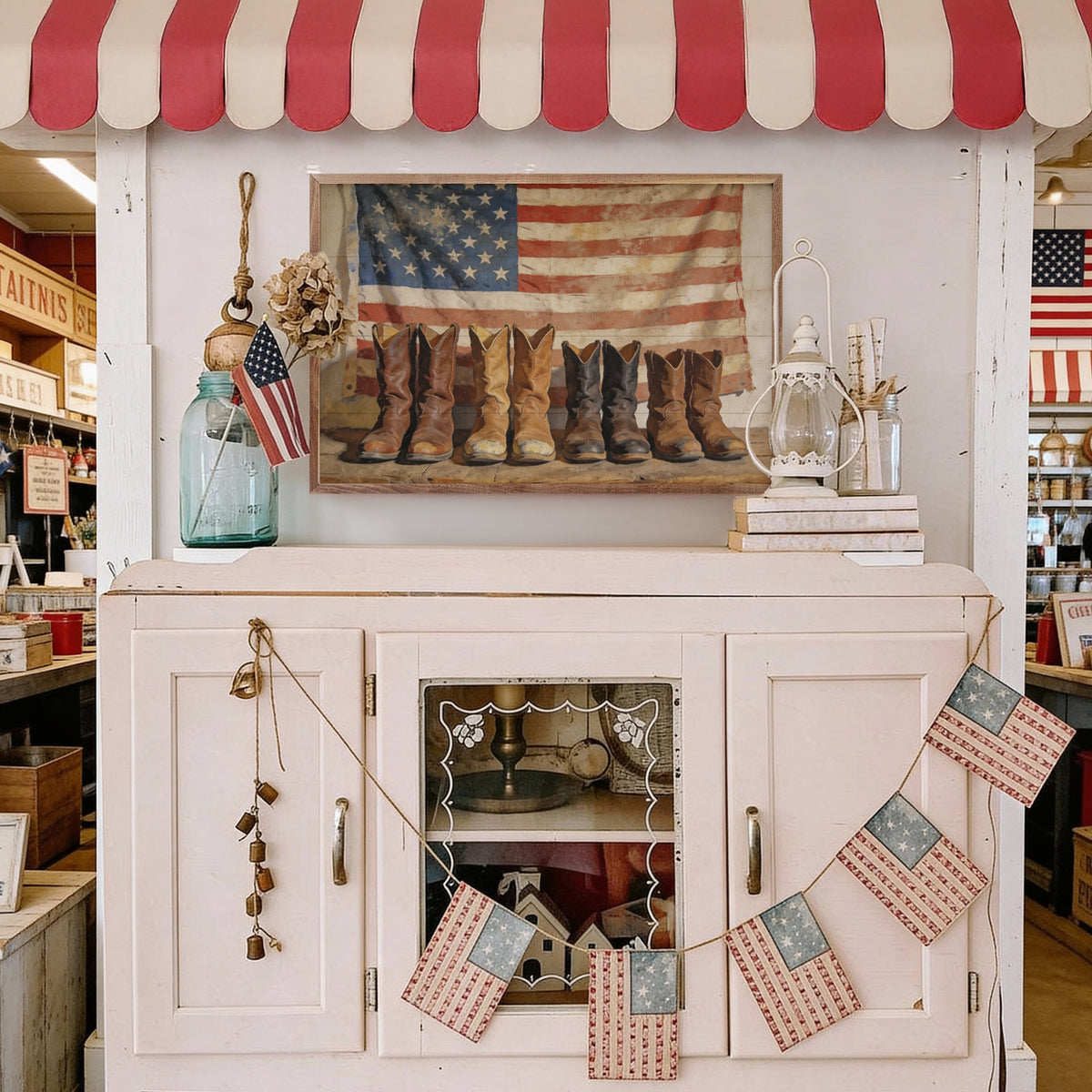 Old Americana Boots Printed and Framed Wall Sign