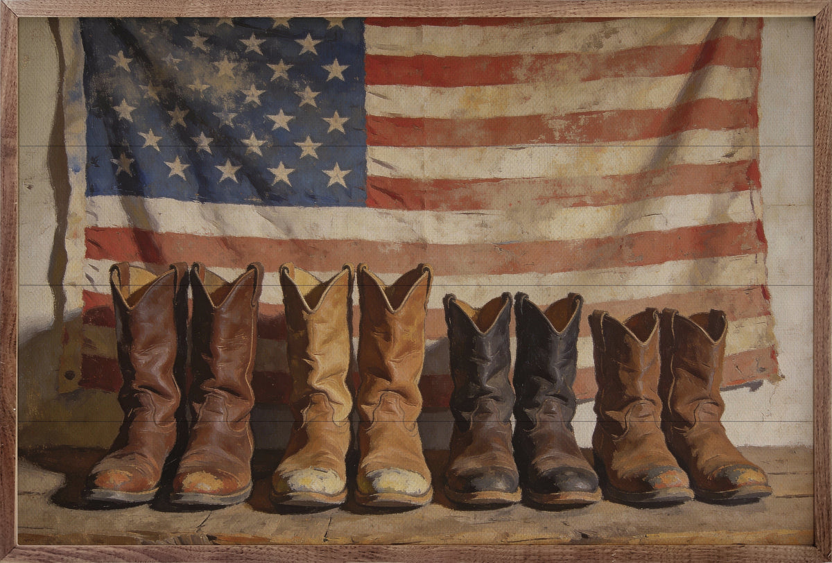 Old Americana Boots Printed and Framed Wall Sign