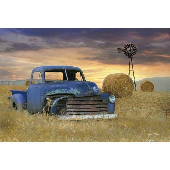 Penny Lane Publishing Old Chevy With Windmill By Lori Deiter Art Print - 12 X 18