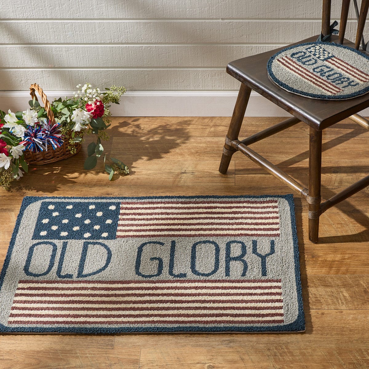 Old Glory Hooked Rug 24&quot; X 36&quot; Rectangle
