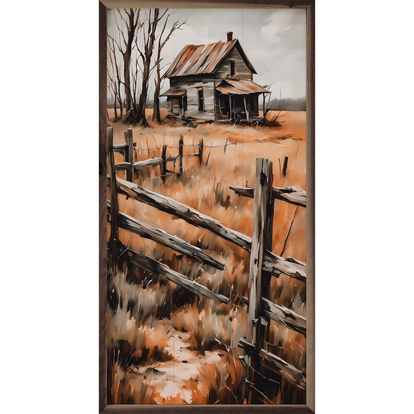 Kendrick Home Walnut Frames 8x16 Old House Printed and Framed Wall Sign