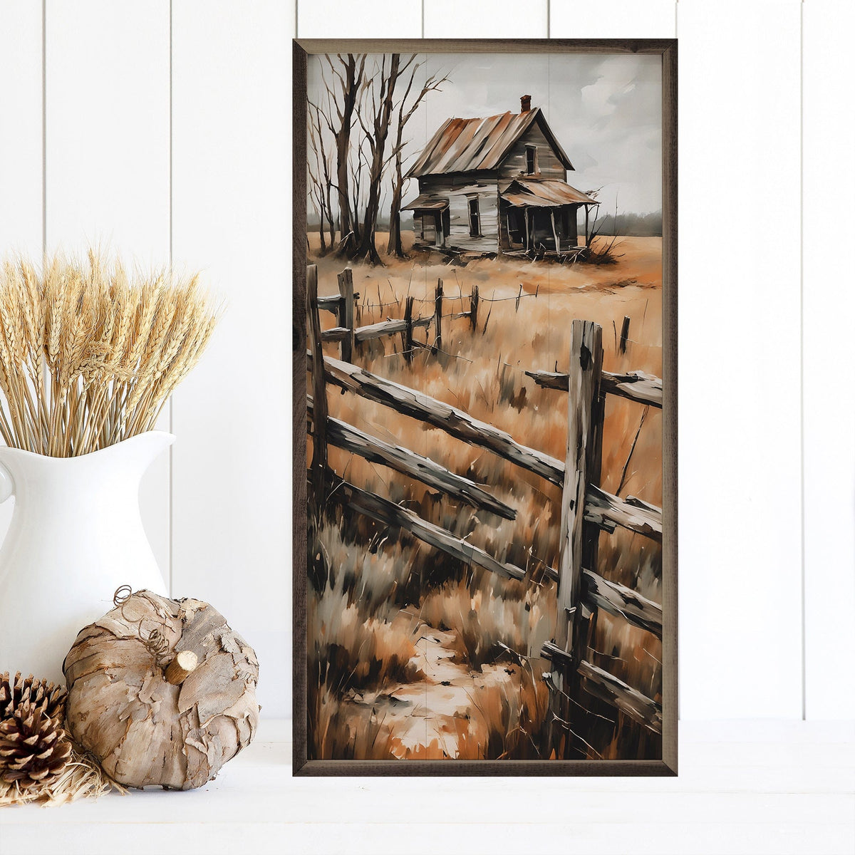 Kendrick Home Walnut Frames Old House Printed and Framed Wall Sign