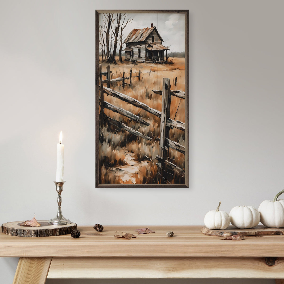 Kendrick Home Walnut Frames Old House Printed and Framed Wall Sign