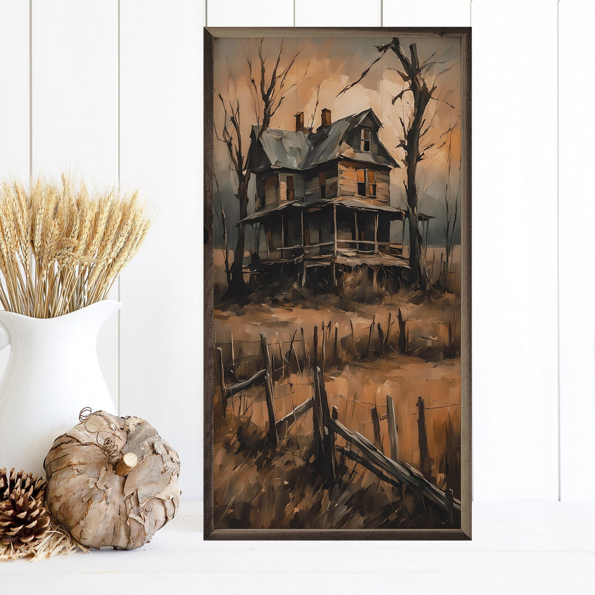 Kendrick Home Walnut Frames Old House With Big Porch Printed and Framed Wall Sign