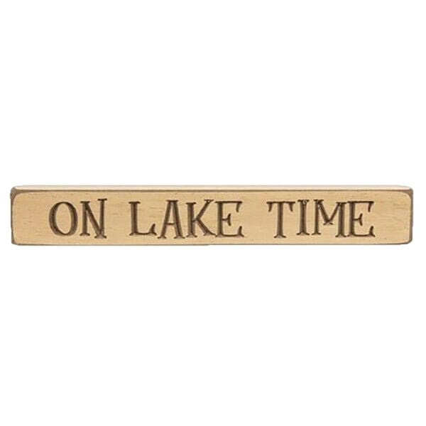 On Lake Time Sign - Engraved Wood 12" Long-CWI Gifts-The Village Merchant