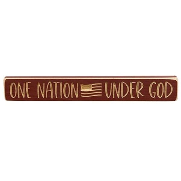 One Nation Under God Engraved Wood Sign 12&quot; Long-CWI Gifts-The Village Merchant