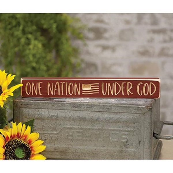 One Nation Under God Engraved Wood Sign 12" Long-CWI Gifts-The Village Merchant