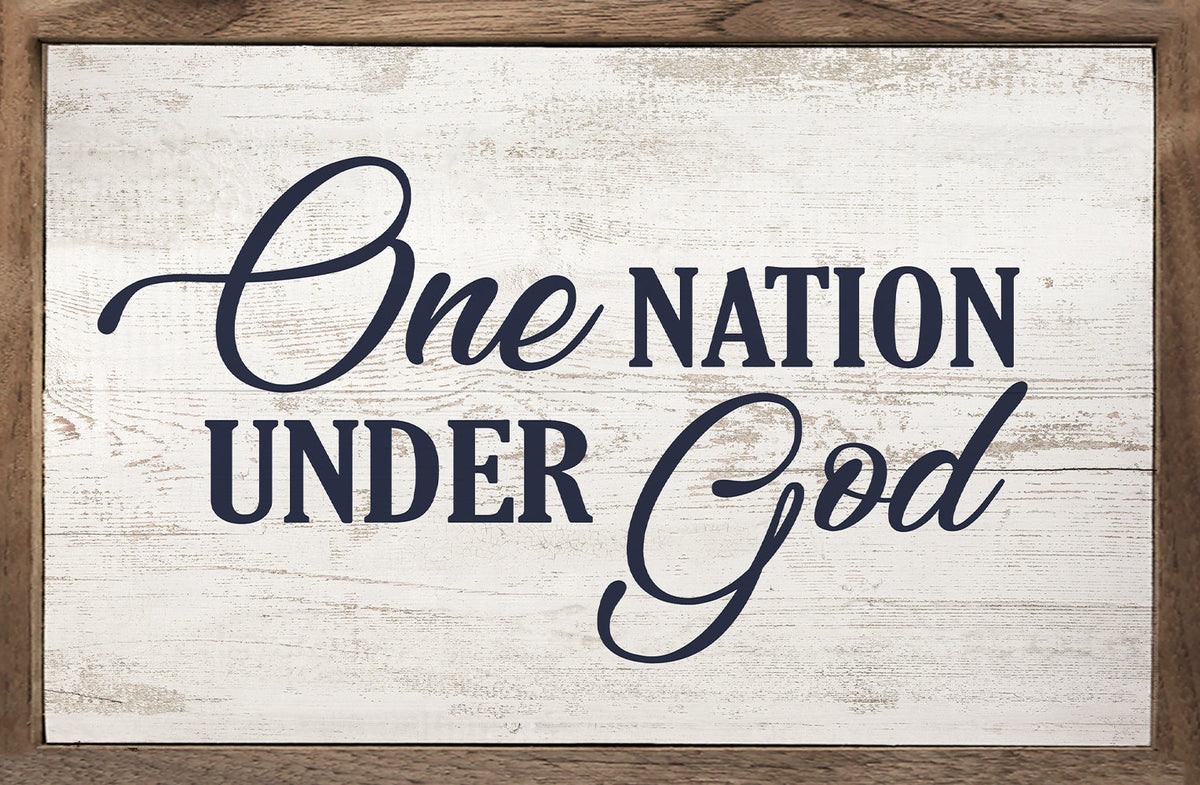 One Nation Under God Whitewash Printed and Framed Wall Sign