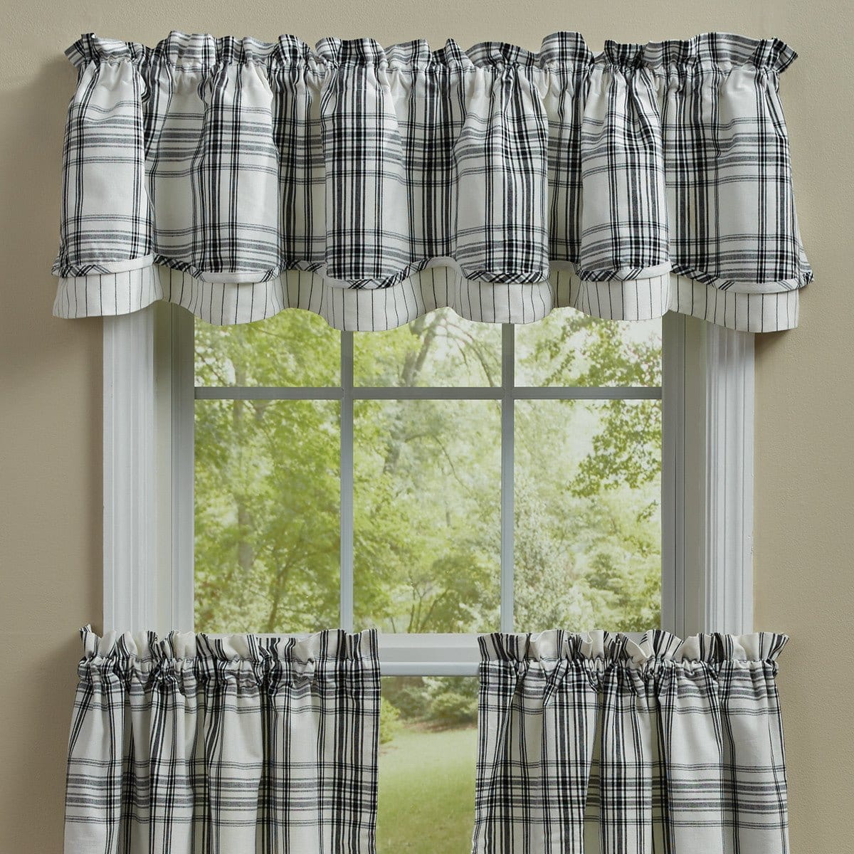 Onyx & Ivory Layered Valance Lined-Park Designs-The Village Merchant