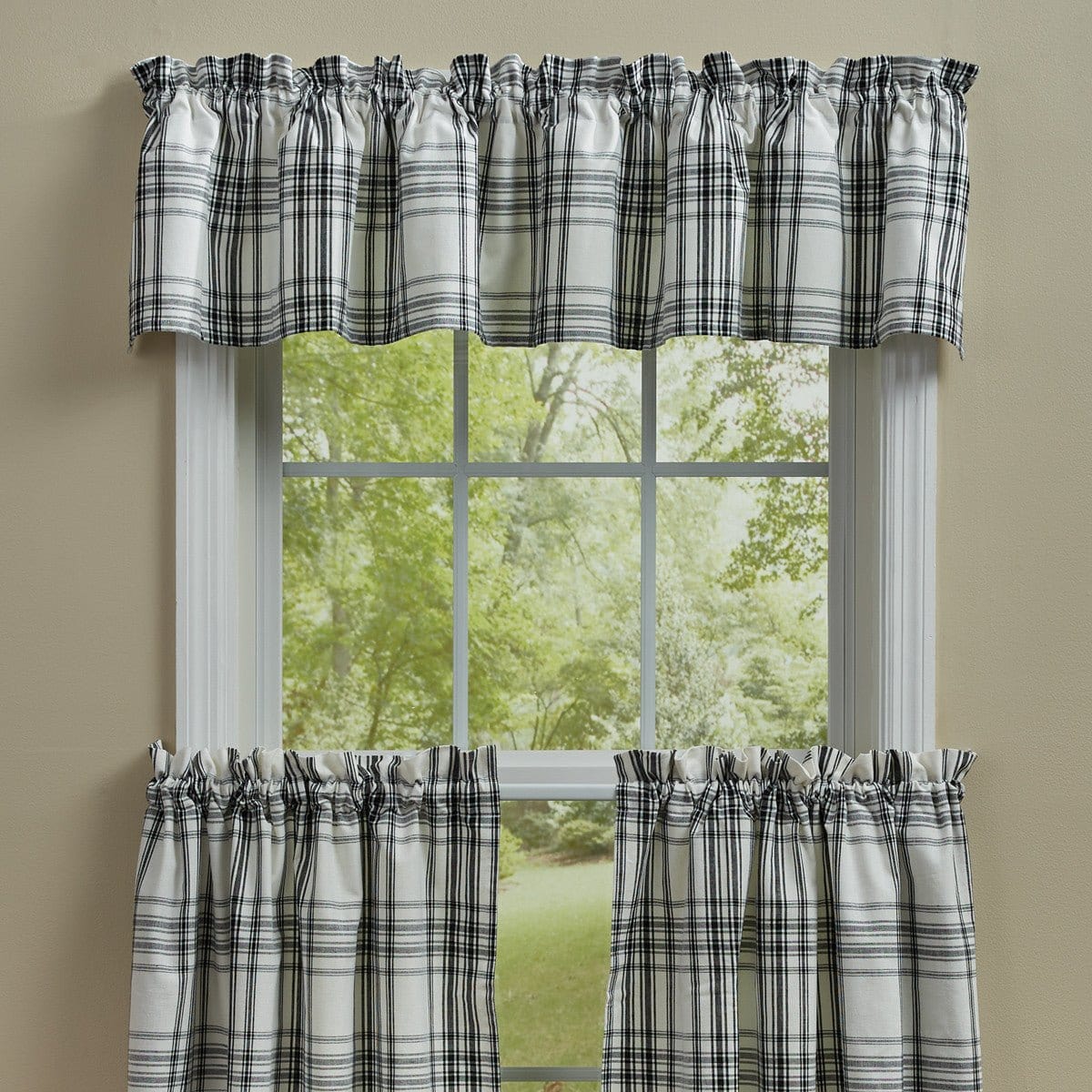 Onyx & Ivory Plaid Valance Unlined-Park Designs-The Village Merchant