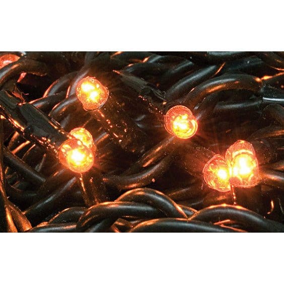Orange Bulbs - Black Cord 50 Count Set Light String / Set - Teeny Rice ...