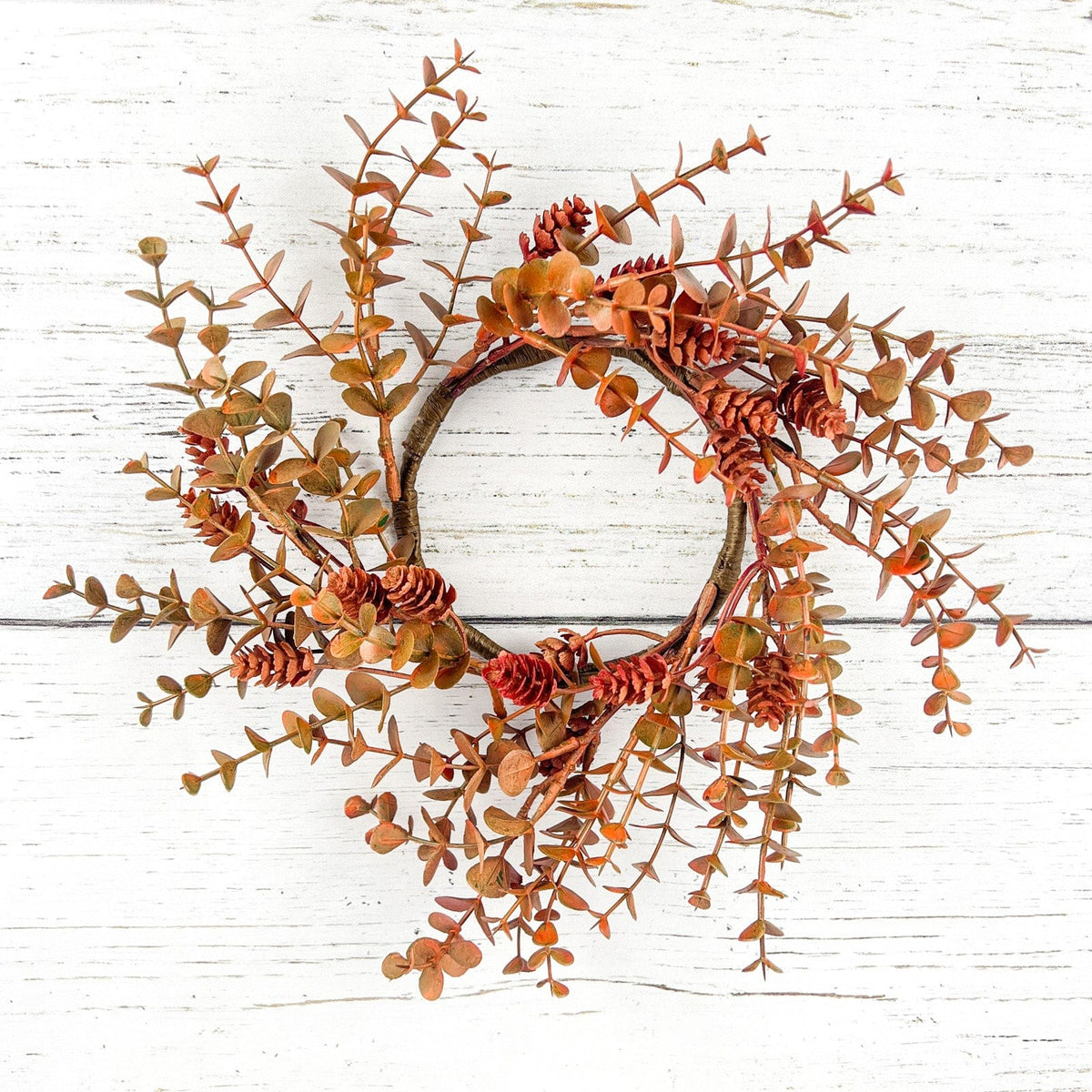 Orange Eucalyptus and Hops Candle Ring / Wreath 4.5&quot; Inner Diameter