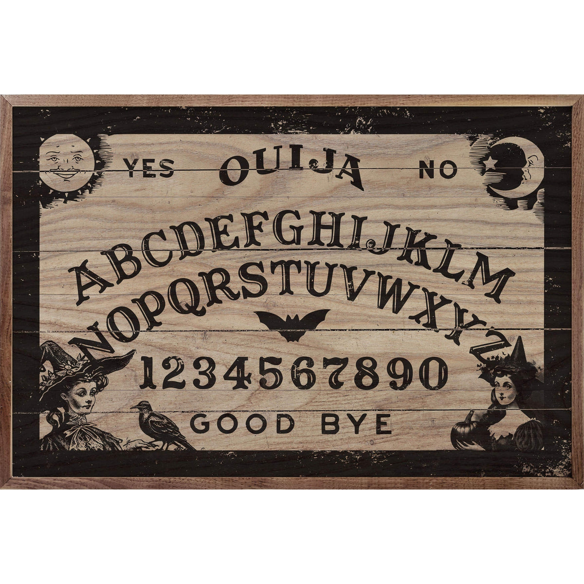 Kendrick Home Walnut Frames Ouija Board Printed and Framed Wall Sign