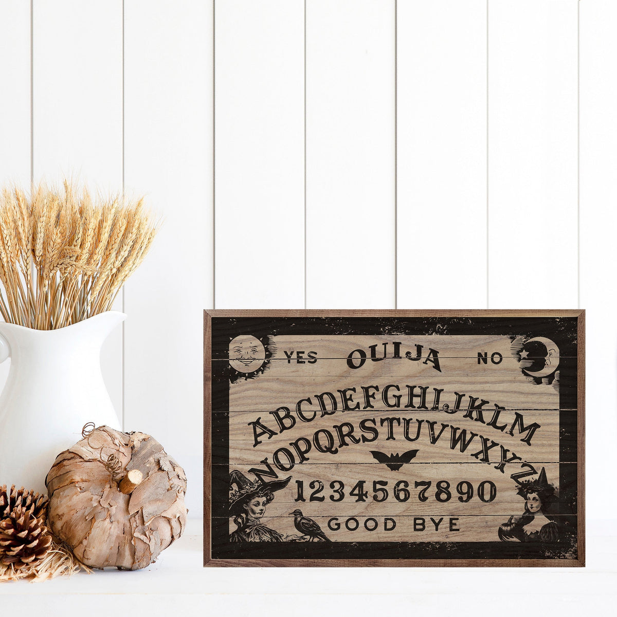 Kendrick Home Walnut Frames Ouija Board Printed and Framed Wall Sign