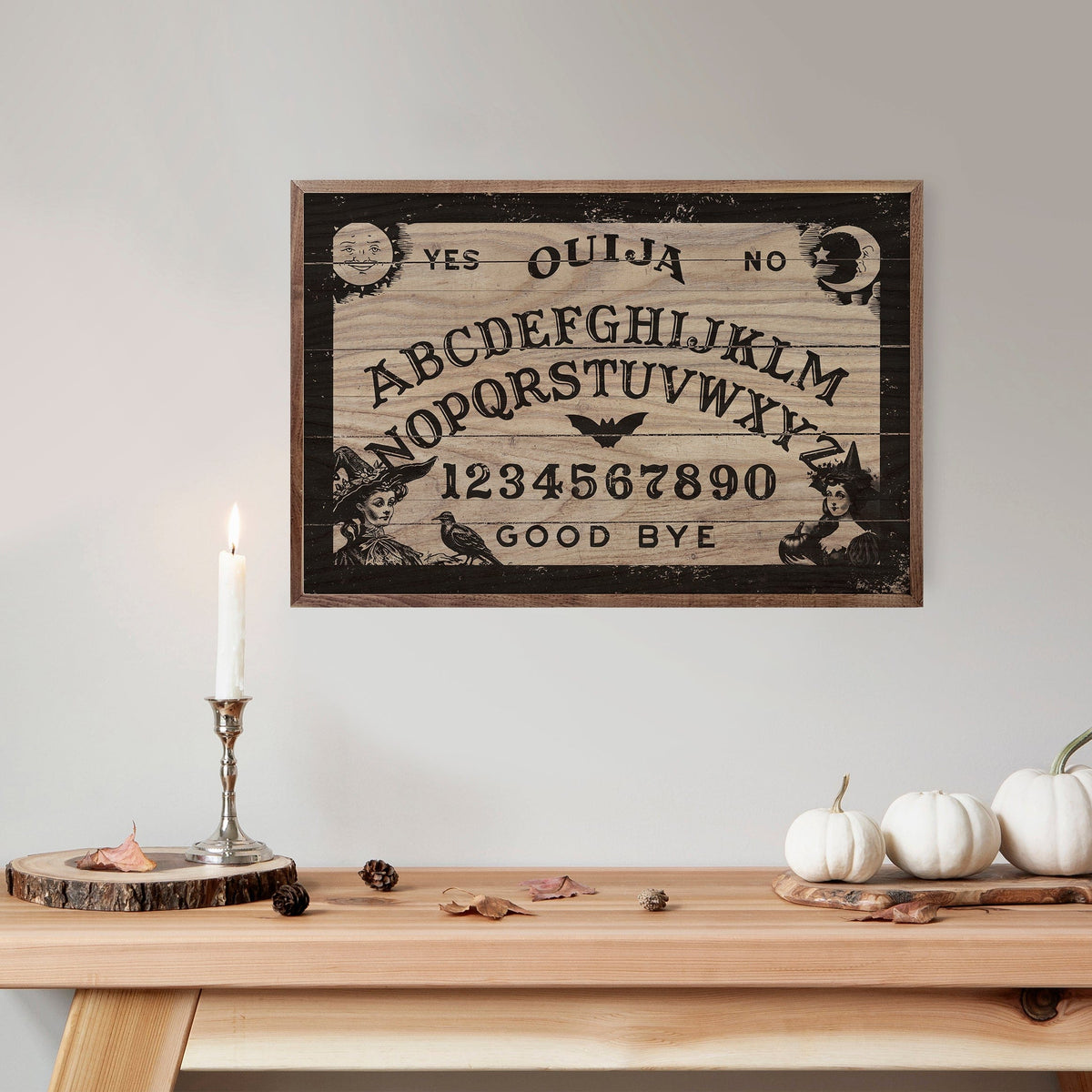 Kendrick Home Walnut Frames Ouija Board Printed and Framed Wall Sign