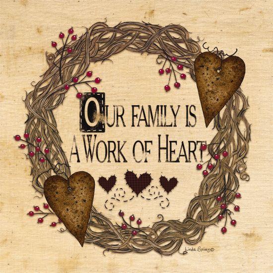 Our Familu Is A Work Of Heart By Linda Spivey Art Print - 12 X 12-Penny Lane Publishing-The Village Merchant