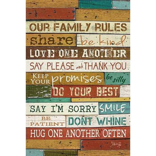Penny Lane Publishing Our Family Rules By Marla Rae Art Print - 12 X 18