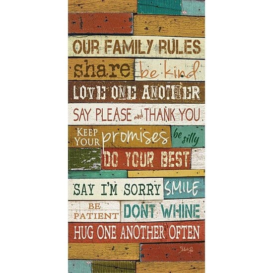 Penny Lane Publishing Our Family Rules By Marla Rae Art Print - 12 X 24