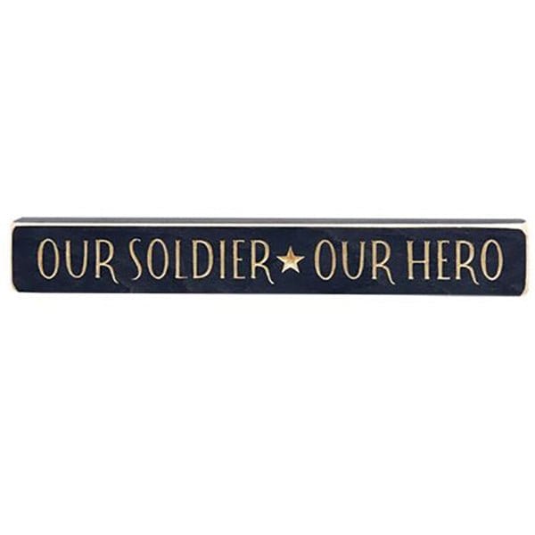 Our Soldier Our Hero Engraved Wood Sign 12" Long-CWI Gifts-The Village Merchant