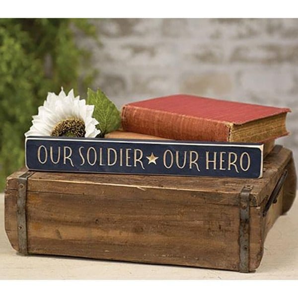 Our Soldier Our Hero Engraved Wood Sign 12" Long-CWI Gifts-The Village Merchant
