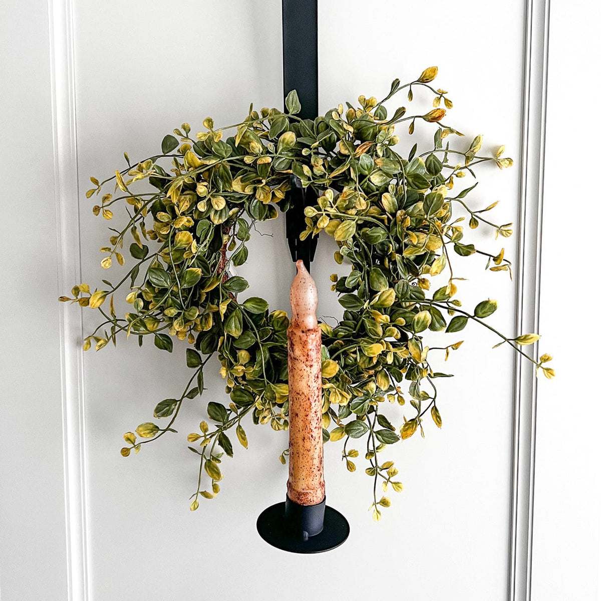 Over the Door Wreath &amp; Candle Holder For Taper Candles