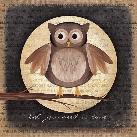 Owl You Need Is Love By Marla Rae Art Print - 12 X 12-Penny Lane Publishing-The Village Merchant