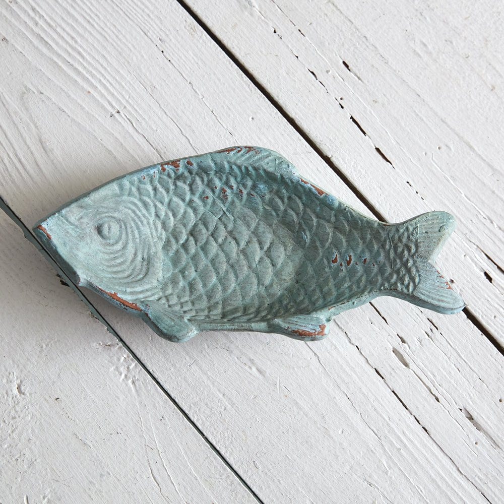 CTW Home Painted Cast Iron Verdigris Fish Soap Dish / Jewelry Tray
