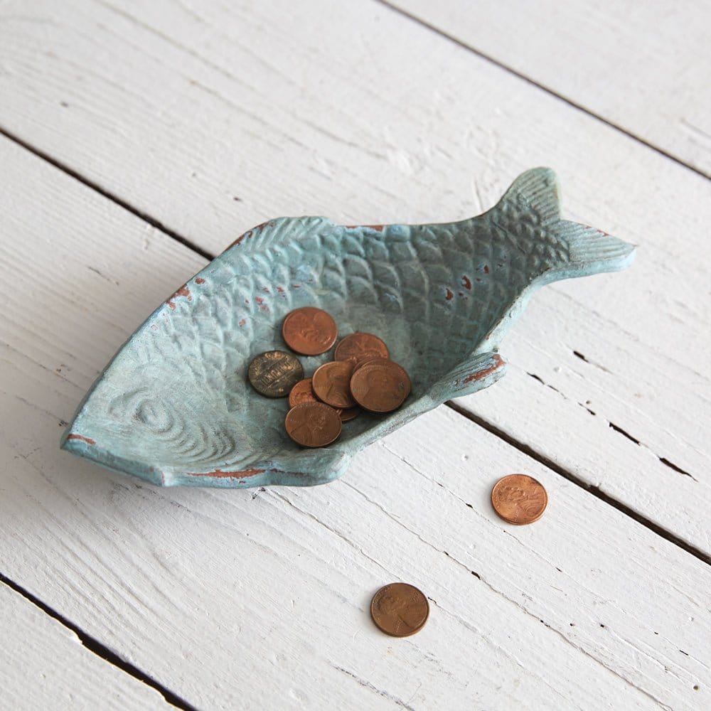 CTW Home Painted Cast Iron Verdigris Fish Soap Dish / Jewelry Tray