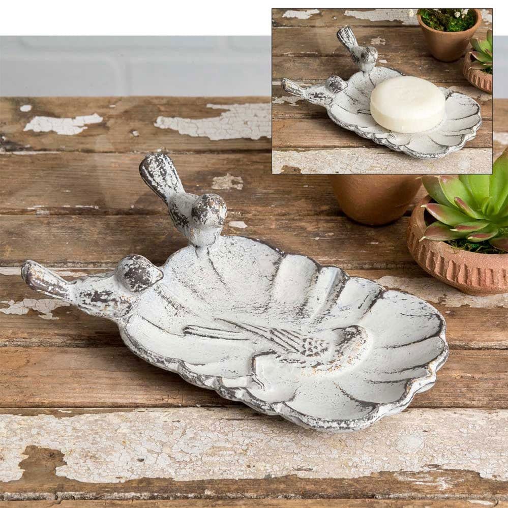 Painted Cast Iron White Wren Soap Dish / Jewelry Tray-CTW Home-The Village Merchant
