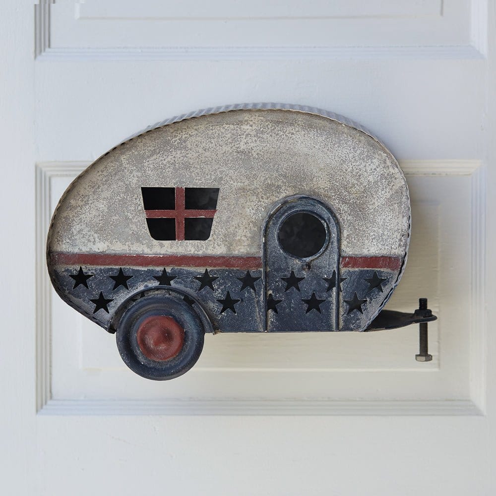 Painted Metal Americana Camper Hanging Birdhouse-CTW Home-The Village Merchant