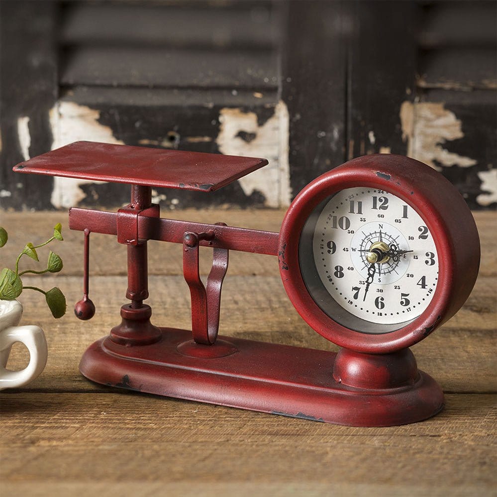 Painted Metal Balance Scale Tabletop Clock-CTW Home-The Village Merchant