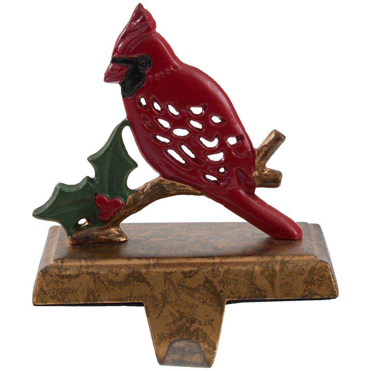 Painted Metal Cardinal Stocking Holder