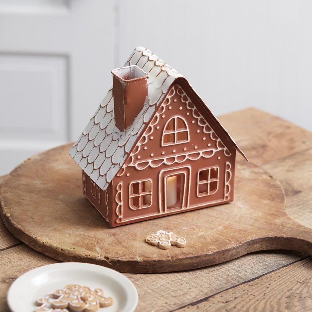 Painted Metal Gingerbread Cottage Luminary-CTW Home-The Village Merchant