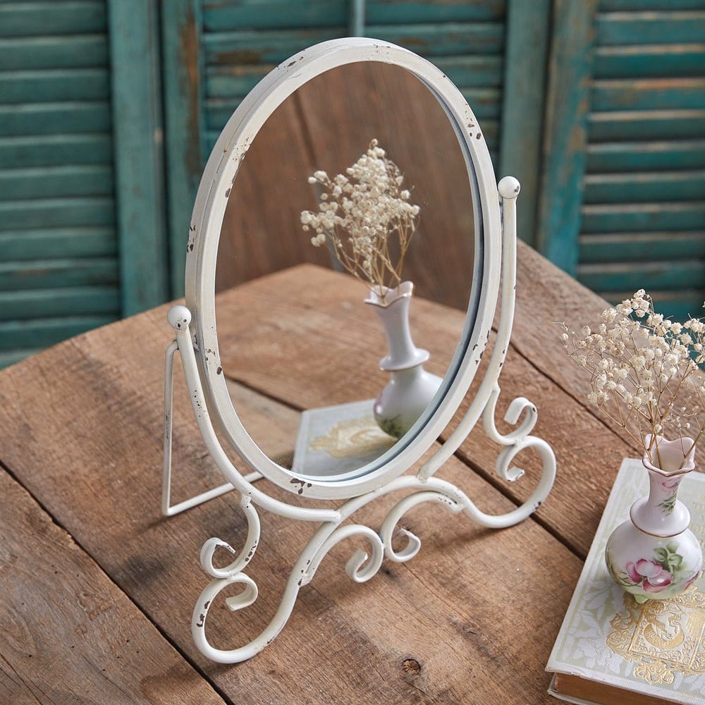 Painted Metal Kinsley Oval Tabletop Mirror-CTW Home-The Village Merchant