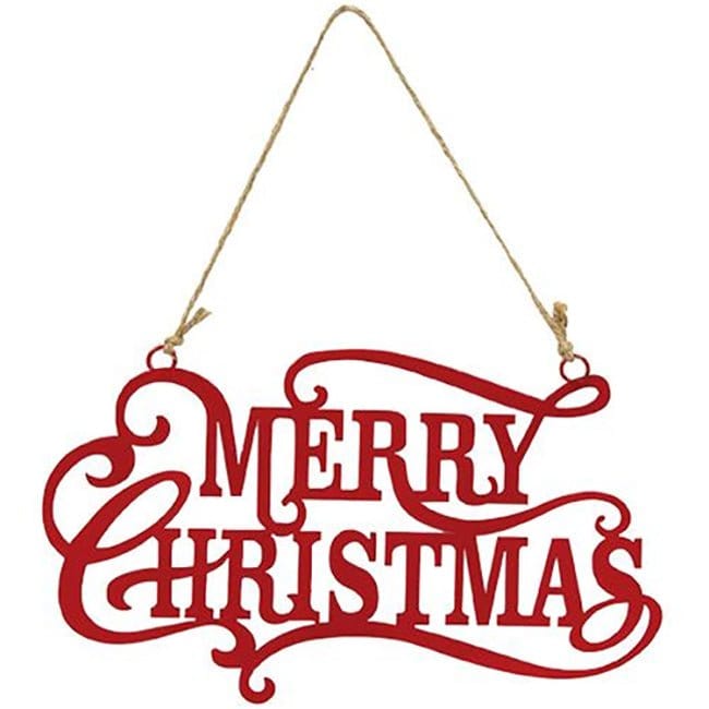 Painted Metal Merry Christmas Sign - Laser Cut Metal 12&quot; wide-Craft Wholesalers-The Village Merchant